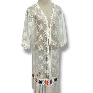 Somya Women's OSFM Boho Swim Cover Up / Robe Granny Square Lace Boho